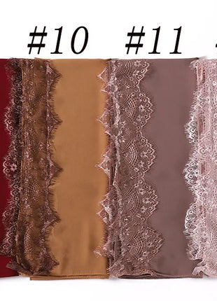 Chiffon Hijab Turban For Muslim Womens Headscarf Lace Shawls Scarf Headwraps Veil Islamic Headband Ramadan