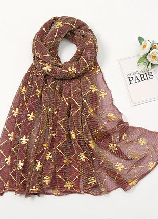 Muslim Chiffon Hijab Scarf Women Long Sequin Fabric Head Wrap For Women Hijabs Scarves Ladies Muslim Veil Jersey Hijabs