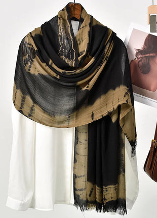 Fashion Print Muslim Hijab Breathable Hijabs Rayon Viscose Woven Tie-Dye Colorful Shawls Muslim Women Head Scarf Hijabs