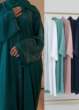 2024 Muslim Modest Cardigan for Women Eid Arab Abaya Dubai Dress Islamic Daily Long Sleeve Clothing Turkey Solid Color Coat Robe