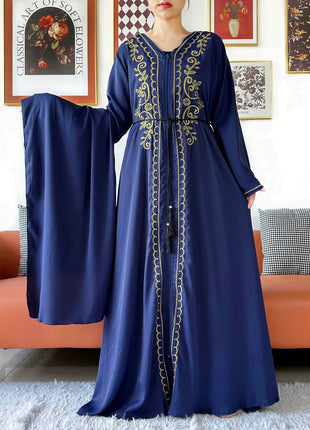 2025 New Elegant Women Abaya Long Sleeve Chiffon Loose Open Abaya Muslim Islamic Clothing Cardigan Style for Special Occasions