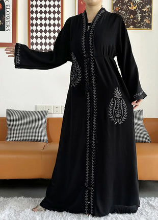 2024 Summer Women Elegant Dresses Dubai Party Outfits Long Sleeve Chiffon Dashiki Muslim Women Robe Open African Abaya Clothing