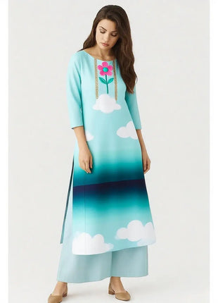 Muslim Women Kurt Casual Dress Slit hem Straight Casual Ethnic Peacock Mandarin Turkish Abaya Abito Donna Musulmana Kurtta