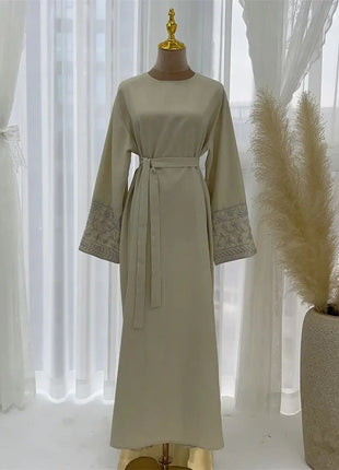 Linen Flower Embroidered Abaya 2024 Luxury Elegant Muslim Retro Kaftan Modest Dresses for Women Islam Clothing for Women Kebaya