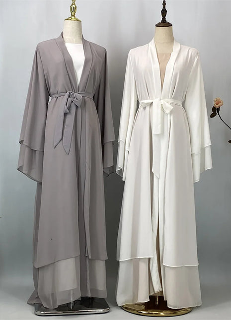 Ramadan Kebaya Chiffon Open Abaya For Women Muslim Dress Kaftan Islam Clothing Caftan Marocain Femme Modest Robe Dubai Kimono