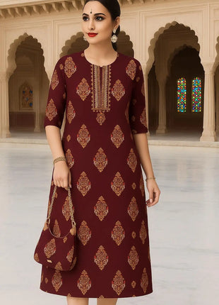 Women's Fashionable And Elegant Muslim Kurtta Straight Tube Casual Comfortable Dress 2026 Abito Donna Musulmana Slit hem