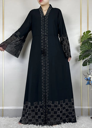2024 For Women Elegant Dresses Dubai Party Outfits Long Sleeved Chiffon Dashiki Muslim Women Robe Open African Abaya Clothing