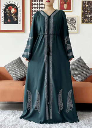2024 Women Elegant Party Dress Chiffon Open Abaya Muslim Women Dress Islamic Clothing Cardigan Abaya Women Muslim Dress