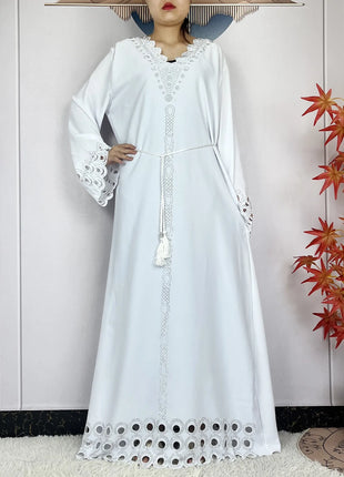 2024 New Dubai Muslim Femme Elegant Dress African Abaya For Women Arabic Islamic Robe Chiffon Fabric Long Sleeve Turkey Clothing
