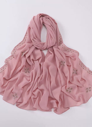 Hot Diamond Pearl Chiffon Hijabs for Women Muslim Fashion Long Shawl Head Wrap for Women Turbans for Women Ramadan Turban Femme