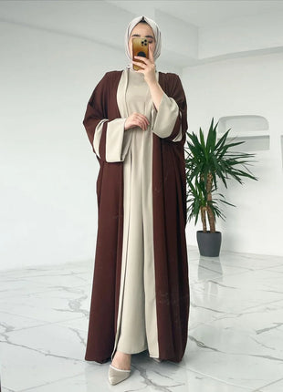 Eid Muslim Dress & Abayas for Women 2 Piece Set Musulman Ensembles Morocco Ramadan Caftan Abaya Kaftan Dubai Arab Long Robe 2024