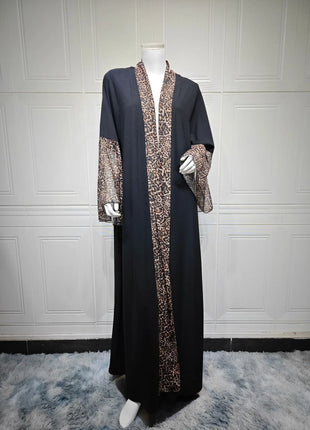 Eid Women Muslim Abaya Leopard Cardigan with Scarf Dress 2025 Vestidos Largos Caftan Robe Jalabiya Ramadan Morocco Dubai Kaftan