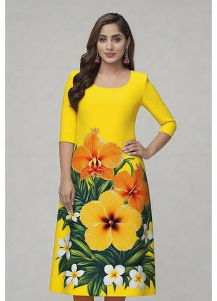 Muslim Kurtta Women's Casual Fashion Dress National style Straight Tube Casual Ethnic Flower Kaftan Moroccan Slit hem Robe