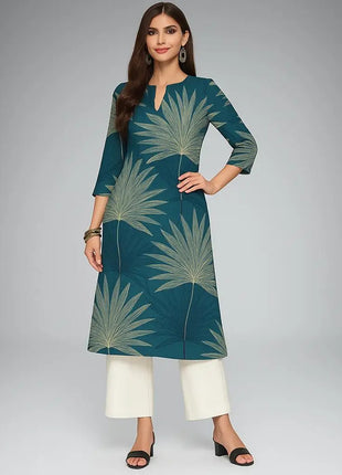 Muslim Peacock Women Kurt Casual Dress Long Sleeve Straight Casual Ethnic Flower Mandarin 3D Design Suitable Ladies Abaya Muslim