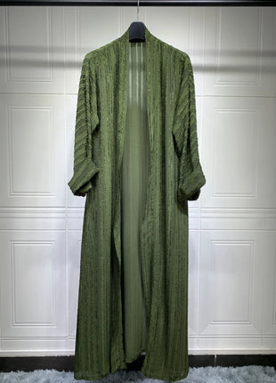 2024 New Fashion Muslim Kimono Abaya Solid Striped Retro Ethnic Cardigan Robe Dubai Middle Eastern Saudi Arabia Eid Clothes