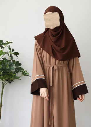 Middle Eastern Muslim Islamic women's patchwork long sleeved loose elegant temperament abaya robe skirt