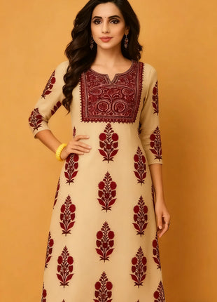 Muslim Kurt Women's Casual Fashion Dress National style Straight Tube Casual Ethnic Red Flower Kaftan Moroccan Women