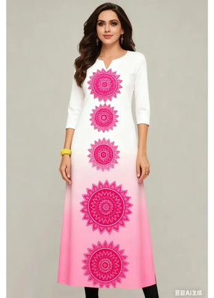 Dress Kurt Women's Fashionable And Elegant National Style Straight Tube Casual Round Neck Colorful Elephant Pattern Dress