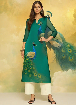 Muslim Women's Kurt Fashionable And Elegant Peacock Straight Tube Casual Comfortable Dress 2026 Abito Donna Musulmana