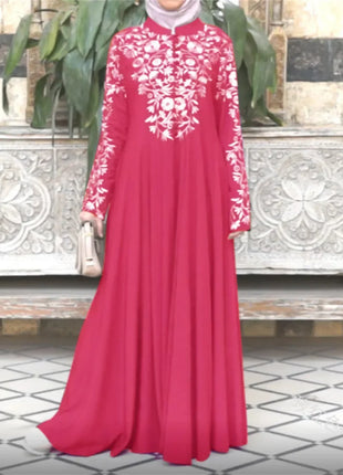 Plus Size Muslim Women Kaftan Dress Abaya Ethnic Style Long Sleeve Islamic Clothing Dubai Saudi Black Robe Turkish Modesty S-3XL