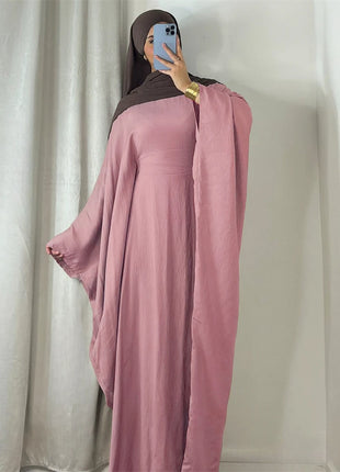 Ramadan Eid Soft Crepe Khimar Batwing Abaya Dubai Islam Muslim Modest African Dresses For Women Kaftan Kebaya Robe Femme Musulma