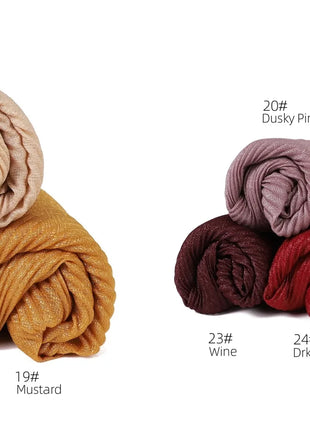 New Breathable Soft Solid Color Silver Silk Crumpled Shiny Pleated Shawl Women's Hair Towel Scarf One Piece Dropshipping