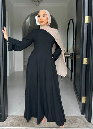 2025 Summer Arabic Muslim Women Modest Dress Eid Dubai Plain Abaya Islam Party Outfit Elegant Holiday Dresses Turkey Kaftan Robe