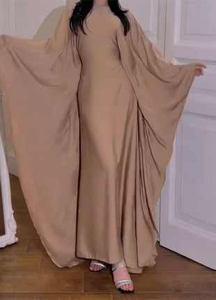 Eid Shiny Batwing Satin Abaya Dubai Luxury 2024 Muslim Abayas For Women Maxi Kaftan Dress Islamic Clothing Caftan Marocain Femme