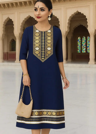 Women's Fashionable And Elegant Muslim Kurtta Straight Tube Casual Comfortable Dress 2026 Abito Donna Musulmana Slit hem