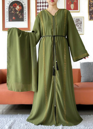 New Elegant Women Abaya Long Sleeve Chiffon Loose Open Abaya Muslim Islamic Clothing Cardigan Style Muslim Fashion Dresses