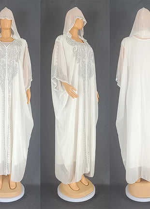 Eid Muslim Dress for Women Hooded Abaya 2 Piece Set Diamond Jalabiya Morocco Party Dresses Dubai Abayas Kaftan Vestido Long Robe
