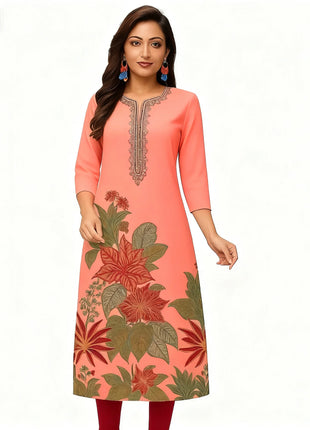 Muslim Kurtta Women's Turkish Abaya Comfortable Kurt Dress Straight Tube Slit hem Peacock Casual Ethnic Middle Eastern Arabic