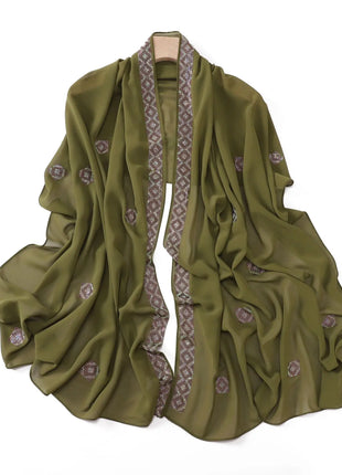 Fashion Rhinestone Chiffon Long Scarf Shawl for Women Head Wrap Hijab Turban Islam Veil Bandanas Bufanda Foulard Turbante Mujer