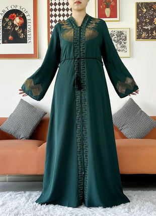 New Women Elegant Dress Chiffon Open Abaya with Zipper Muslim Women Dress Islamic Clothing Cardigan Abaya Women Muslim Dress