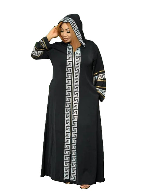 African ethnic clothing robe hooded hot diamond dress long sleeve z