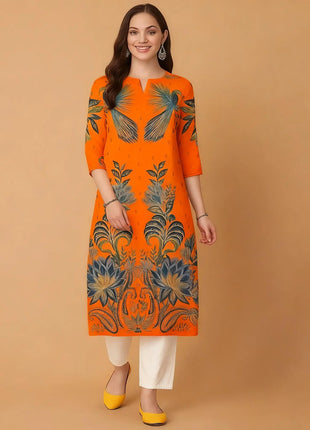 National style Muslim Women's Casual Fashionable And Comfortable Kurtta Dress Long Sleeved Flowers Straight Tube Casual Ethnic