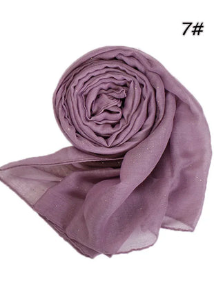 Shimmer Glitter Cotton Viscose Hijab Scarves For Women Muslim Long Shawls Headscarf Wraps Solid Headbands Stole Bufandas Turbans