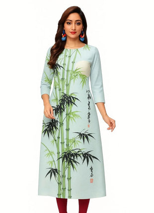 Muslim Women Kurt Fashionable Elegant Straight Tube Casual Flowers Pattern Slit Hem Comfortable Dress Islamitische Dames Kleding