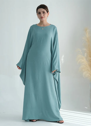 Ramadan Eid Soft Crepe Khimar Batwing Abaya Dubai Islam Muslim Modest African Dresses For Women Kaftan Kebaya Robe Femme Musulma