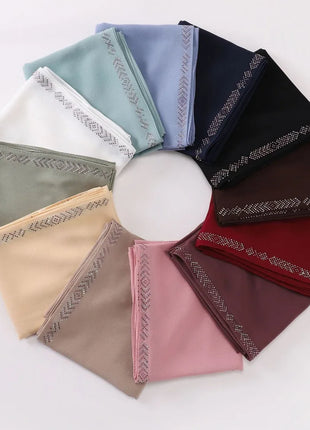 Hot Diamond Pearl Chiffon Hijabs for Women Muslim Fashion Long Shawl Head Wrap for Women Turbans for Women Ramadan Turban Femme
