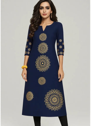 Dress Kurt Women's Fashionable And Elegant Long Sleeved Straight Tube Casual Round Neck Pattern Robe Traditionnelle Arabe