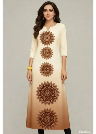 Dress Kurt Women's Fashionable And Elegant National Style Straight Tube Casual Round Neck Colorful Elephant Pattern Dress