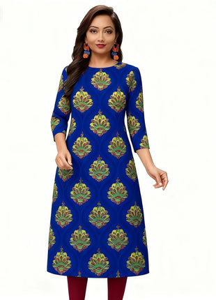 Muslim Kurtta Women's Casual Fashion Dress Slit hem Straight Tube Casual Ethnic Peacock National Style Abito Donna Musulmana