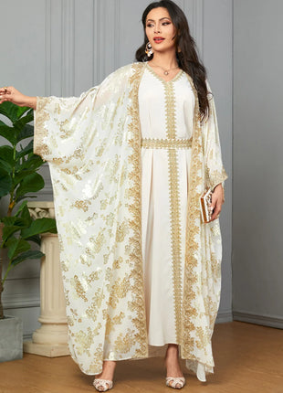 Women's Eid Abaya 2-Piece Set — Embroidered Jalabiya Party Dress