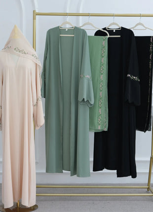 Luxurious Floral Embroidery Hijab Dress for Muslim Women Elegant Dubai Modest Abaya Eid Islam Party Jalabiya Turkey Kaftan Robe