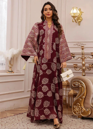 Muslim Women's Black Islamic Embroidered Abaya with Gold Detailing Ideal for Formal Occasions in Middle East like UAE and Saudi