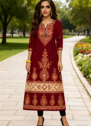 Muslim Women Kurt Casual Dress Middle Eastern Straight Casual Ethnic Flower Mandarin National Style Caftan Marocain Femme