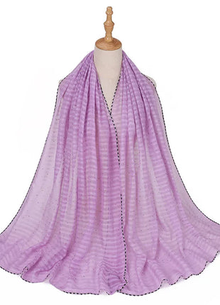 New Designs Cotton Linen hajib Scarf Stripe Islamic Ladies Head Scarf Headwear Lace Malaysian Women's Scarves Ramadan Turban