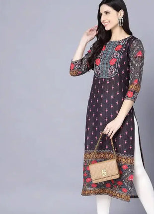 India Women Shirt Long Robe Kurta Spring Tops New