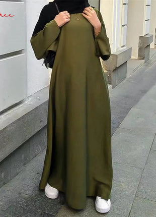 Fashion Sliky Djellaba Muslim Dress Dubai Full Length Flare Sleeved Soft Abaya Dubai Turkey Muslim Islam Robe WY921